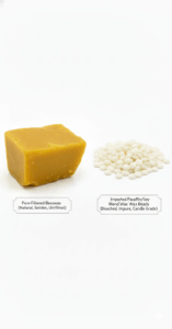 Pure versus adulterated beeswax quality comparison