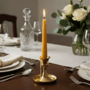 100% pure beeswax taper candle burning cleanly