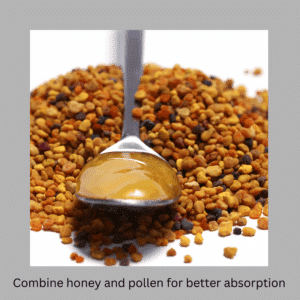 spoon of honey and bee pollen
