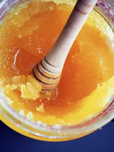 jar of crystalized honey