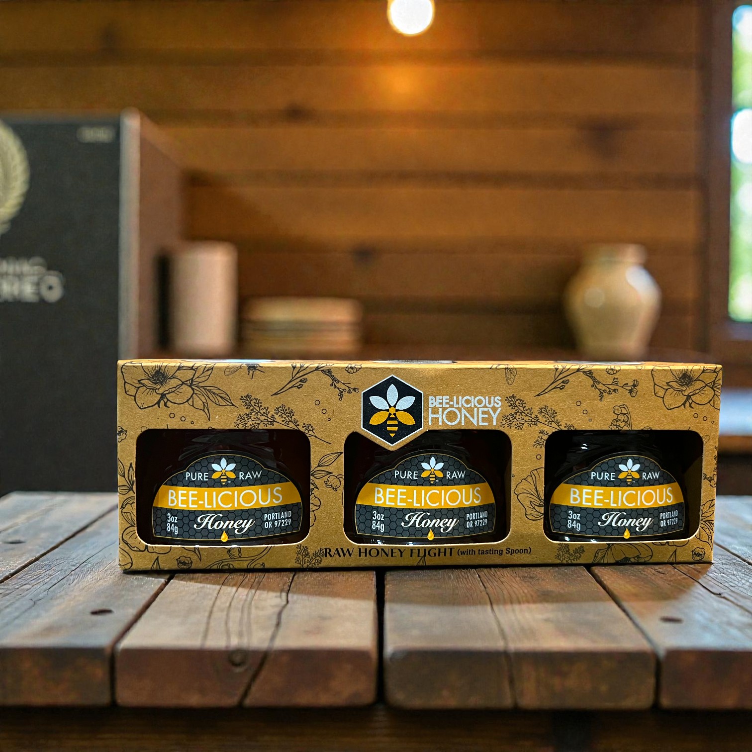 Oregon Honey Flight sitting on table