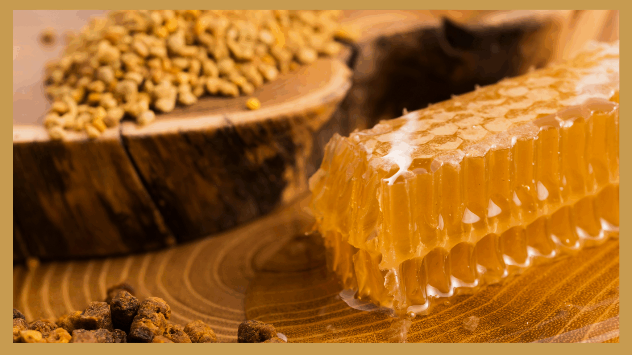 raw honey, bee pollen and beebread