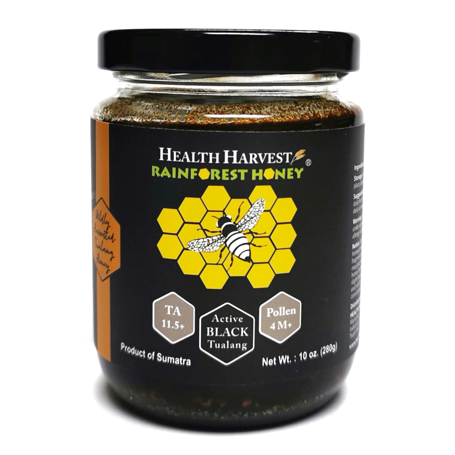 Health Harvest Tualang Black Honey 10 oz jar – raw rainforest honey from Sumatra Indonesia