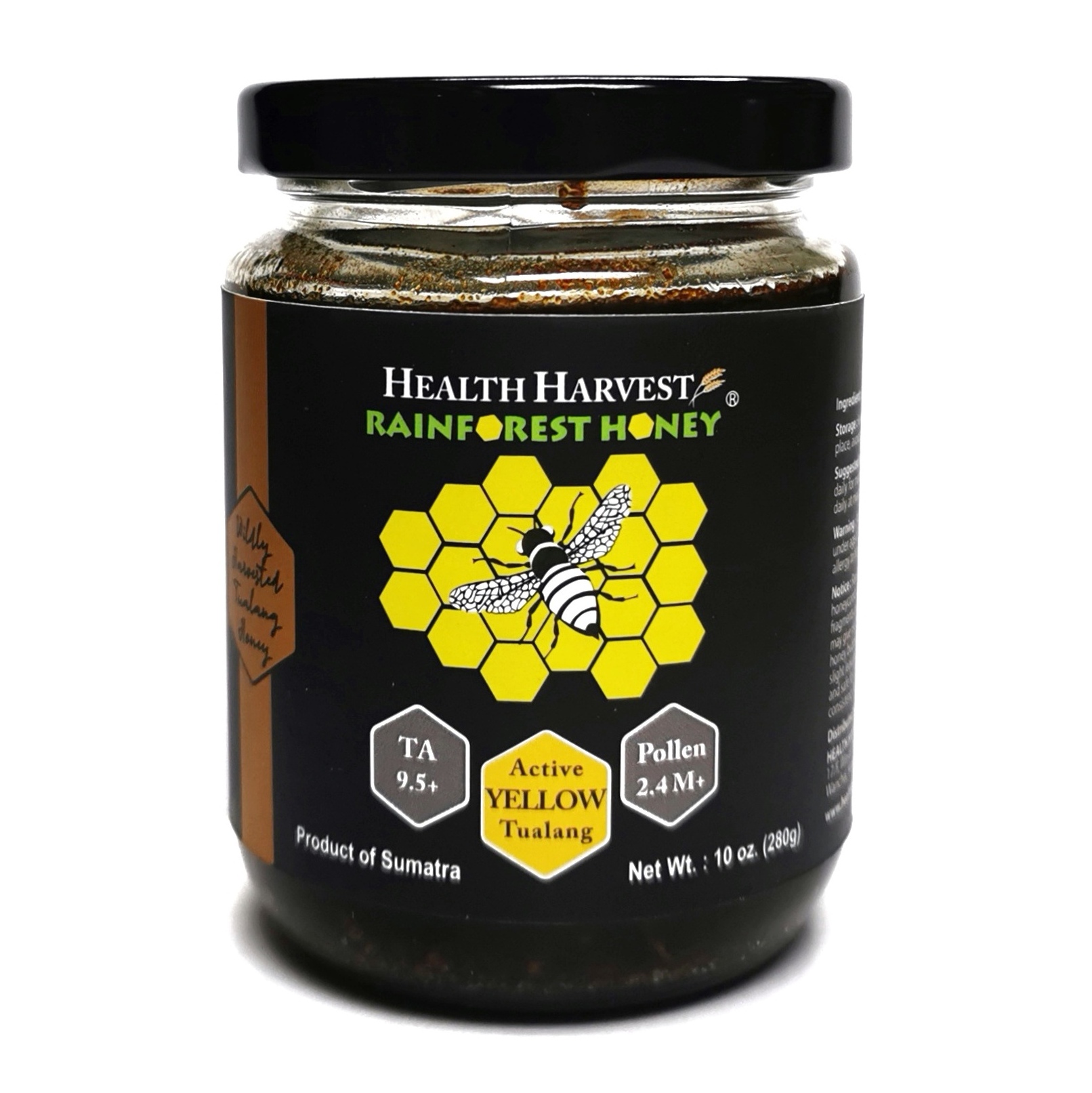 Health Harvest Tualang yellow Honey 10 oz jar – raw rainforest honey from Sumatra Indonesia
