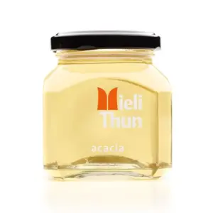 Jar of pale golden Mieli Thun Italian Acacia Honey
