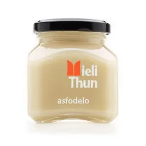 Jar of pale creamy Mieli Thun Italian Asphodel Honey