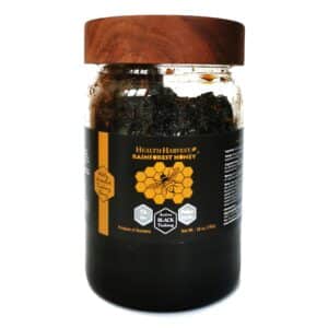 Health Harvest Black Premium Tualang Honey with Honeycomb jar from Sumatra